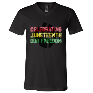 Celebrating Juneteeth V-Neck T-Shirt