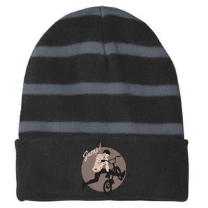 Cycling Jump Striped Beanie with Solid Band