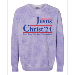 Cool Jesus Christ 2024 Only Jesus Can Save This Nation Gift Colorblast Crewneck Sweatshirt