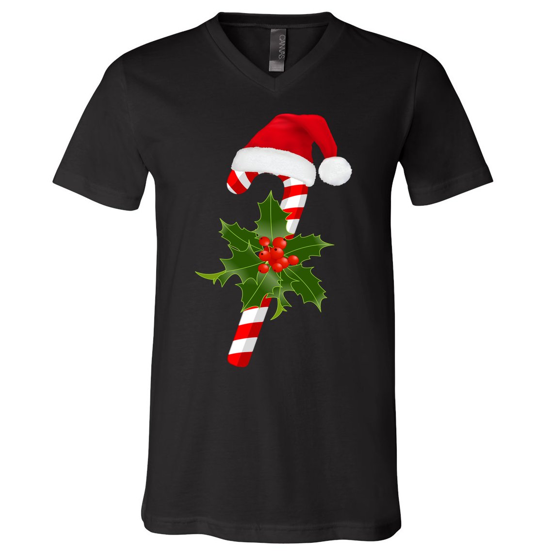 Christmas Jolly Candy Cane V-Neck T-Shirt