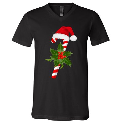 Christmas Jolly Candy Cane V-Neck T-Shirt