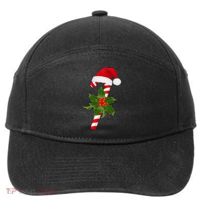 Christmas Jolly Candy Cane 7-Panel Snapback Hat