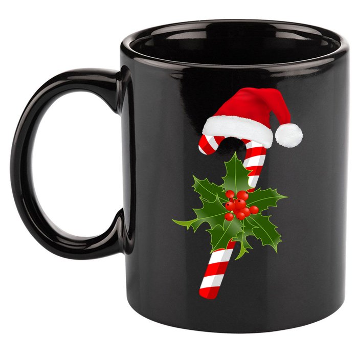 Christmas Jolly Candy Cane 11oz C Handle Ceramic Mug