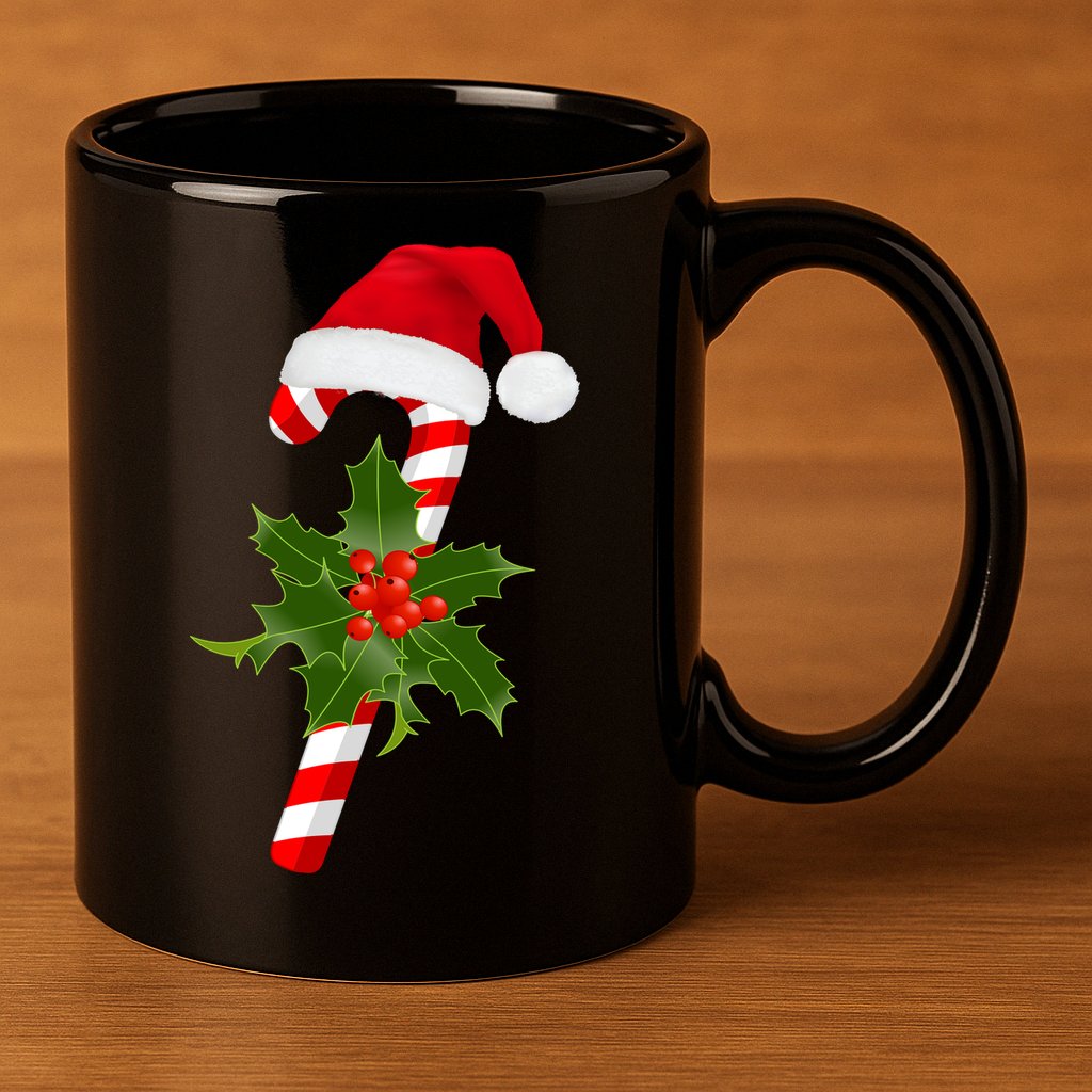 Christmas Jolly Candy Cane 11oz C Handle Ceramic Mug