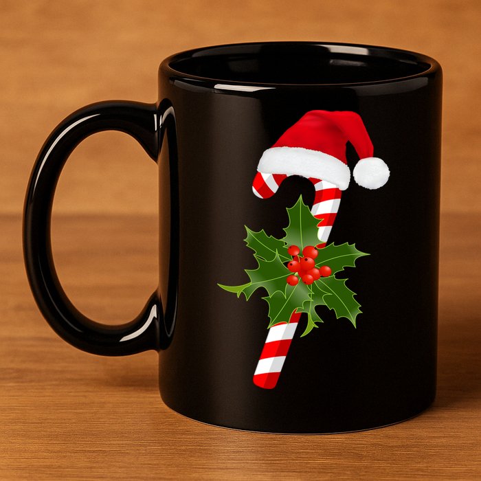 Christmas Jolly Candy Cane 11oz C Handle Ceramic Mug