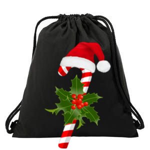 Christmas Jolly Candy Cane Drawstring Bag