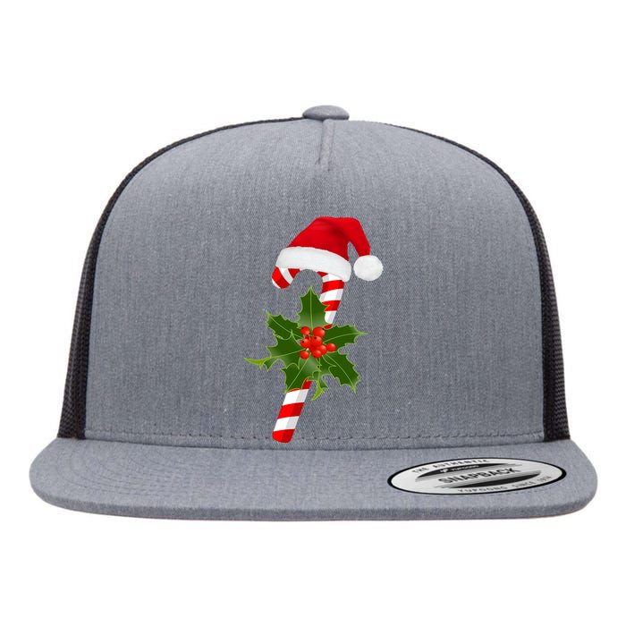 Christmas Jolly Candy Cane Flat Bill Trucker Hat