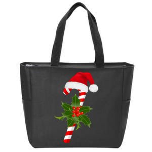 Christmas Jolly Candy Cane Zip Tote Bag