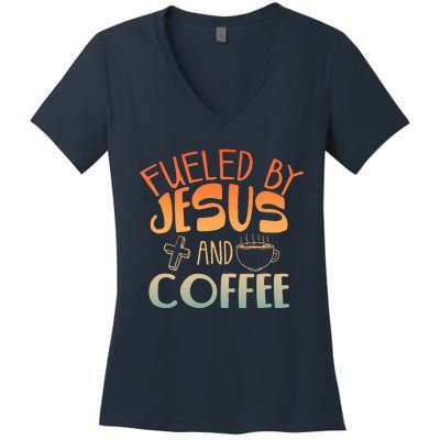 Cool Jesus Christian Jesus Coffee Lover Women's V-Neck T-Shirt