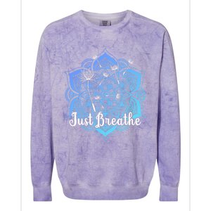 Cute Just Dandelion Tattoodesign Yoga Dala Breathe Vibes Gift Colorblast Crewneck Sweatshirt