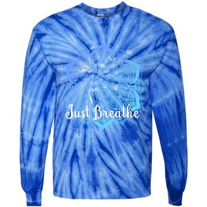 Cute Just Dandelion Tattoodesign Yoga Dala Breathe Vibes Gift Tie-Dye Long Sleeve Shirt