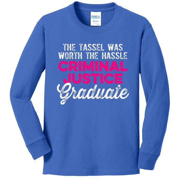 Criminal Justice Degree Graduate Tassel Graduation Great Gift Kids Long Sleeve Shirt