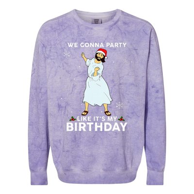 Christmas Jesus Dancing We Gonna Party Like ItS My Birthday Colorblast Crewneck Sweatshirt