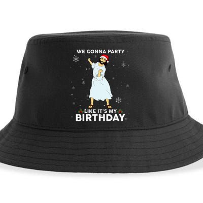 Christmas Jesus Dancing We Gonna Party Like ItS My Birthday Sustainable Bucket Hat