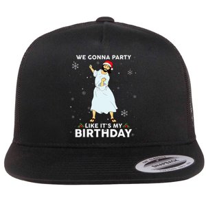 Christmas Jesus Dancing We Gonna Party Like ItS My Birthday Flat Bill Trucker Hat