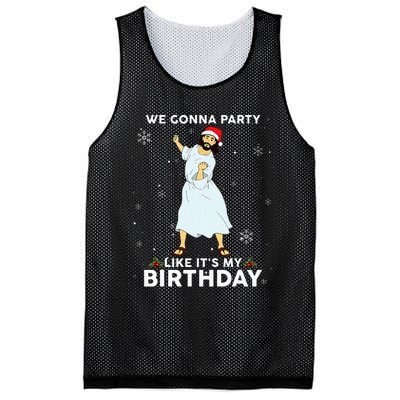 Christmas Jesus Dancing We Gonna Party Like ItS My Birthday Mesh Reversible Basketball Jersey Tank