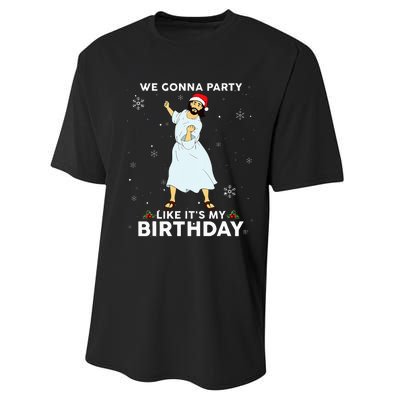 Christmas Jesus Dancing We Gonna Party Like ItS My Birthday Performance Sprint T-Shirt