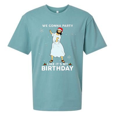 Christmas Jesus Dancing We Gonna Party Like ItS My Birthday Sueded Cloud Jersey T-Shirt