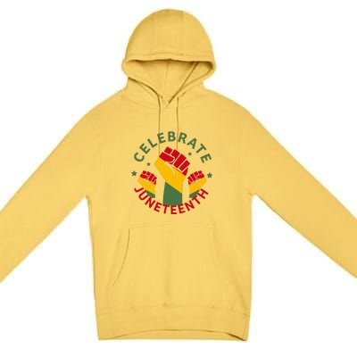 Celebrate Juneteenth Fist Afro America Gift Since 1865 Premium Pullover Hoodie