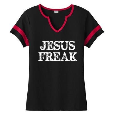 Christian Jesus Freak Distressed Religious Ladies Halftime Notch Neck Tee