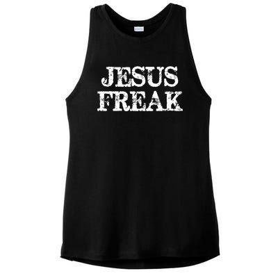 Christian Jesus Freak Distressed Religious Ladies PosiCharge Tri-Blend Wicking Tank