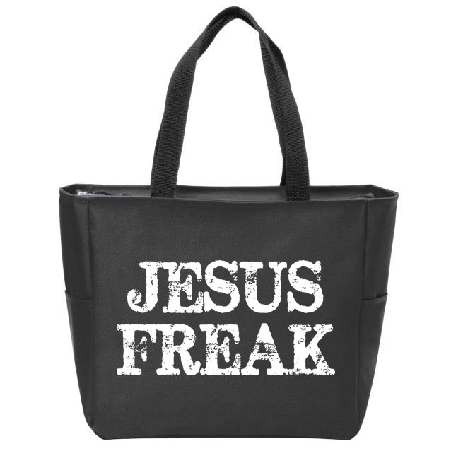 Christian Jesus Freak Distressed Religious Zip Tote Bag