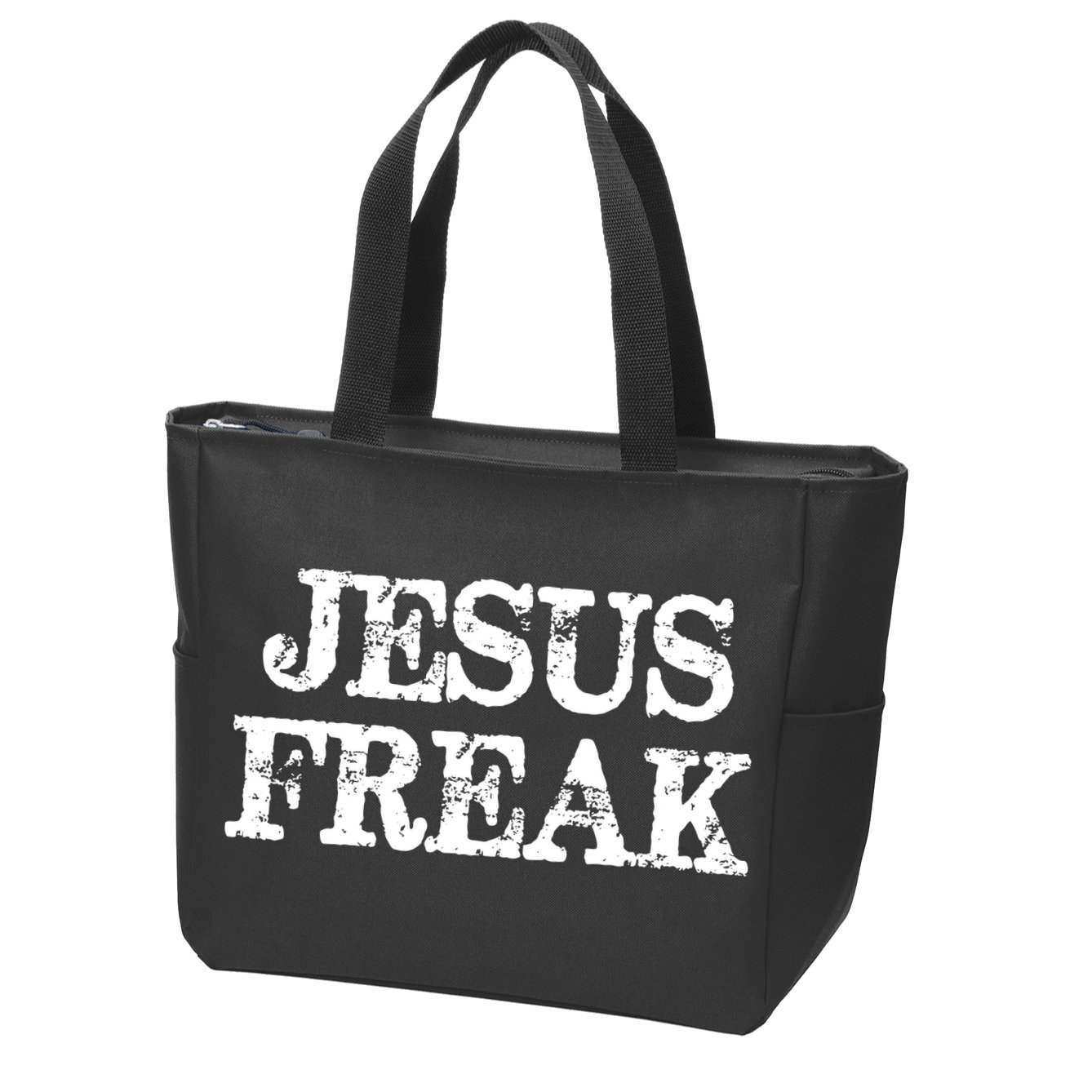 Christian Jesus Freak Distressed Religious Zip Tote Bag