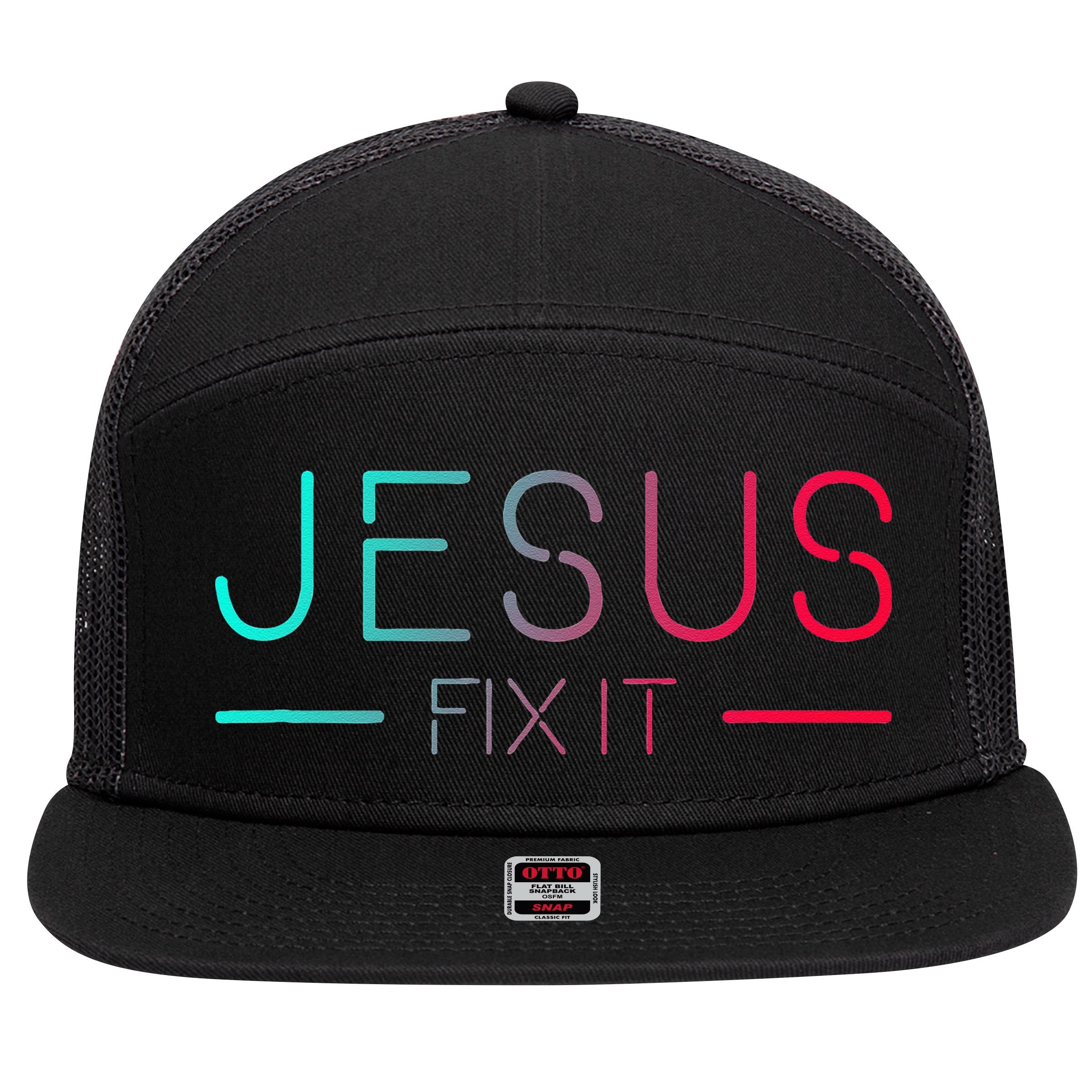 Christian Jesus Fix It Faith Filled 7 Panel Mesh Trucker Snapback Hat