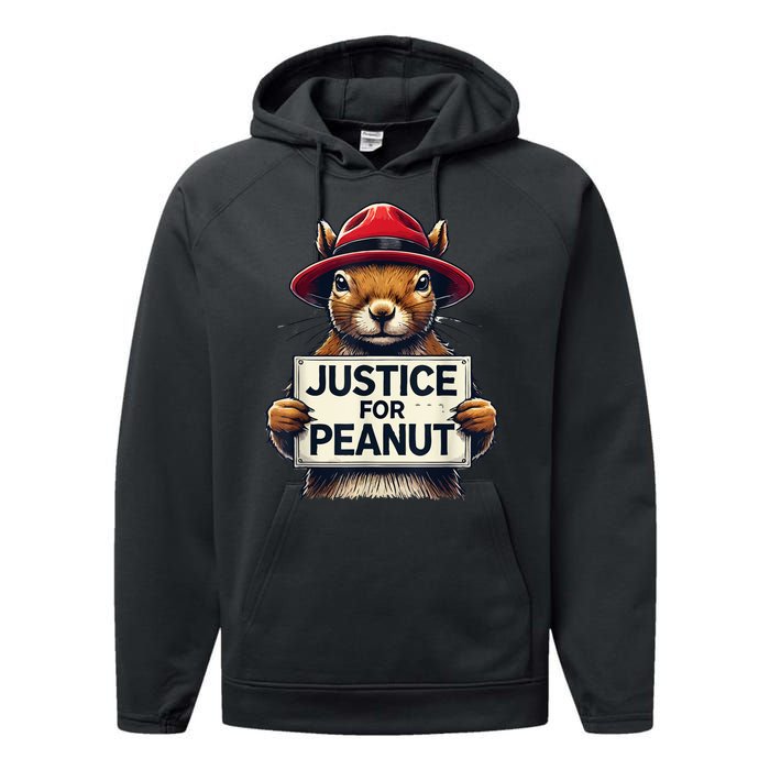 Cute Justice For Peanut The Squirrel Wanted Gift Performance Fleece Hoodie