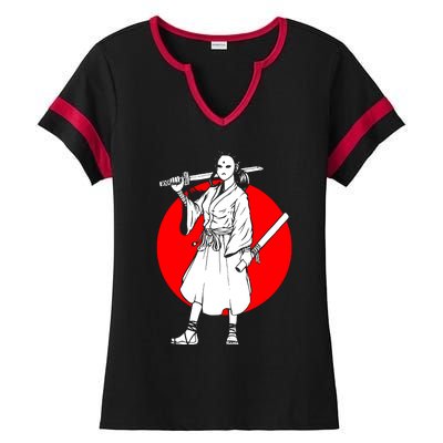 Cool Japanese Fighter And Japan Ladies Halftime Notch Neck Tee