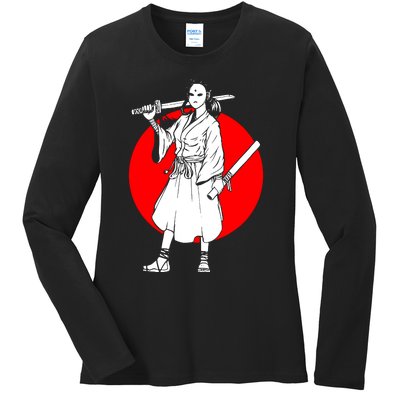 Cool Japanese Fighter And Japan Ladies Long Sleeve Shirt