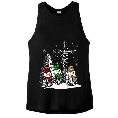 Christmas Jesus Faith Hope Love Snowman Christian Xmas Funny Ladies PosiCharge Tri-Blend Wicking Tank