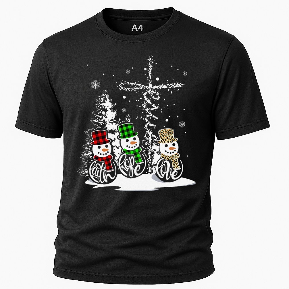 Christmas Jesus Faith Hope Love Snowman Christian Xmas Funny Performance Shirt