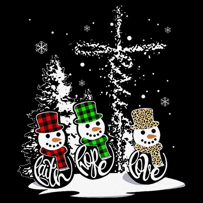 Christmas Jesus Faith Hope Love Snowman Christian Xmas Funny Cooling Performance Crew T-Shirt