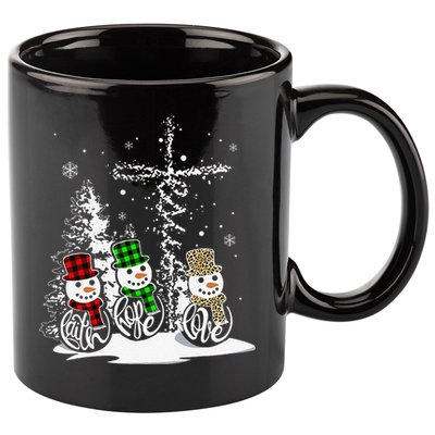 Christmas Jesus Faith Hope Love Snowman Christian Xmas Funny 11oz C Handle Ceramic Mug