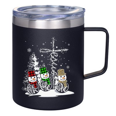 Christmas Jesus Faith Hope Love Snowman Christian Xmas Funny 12oz Stainless Steel Coffee Mug