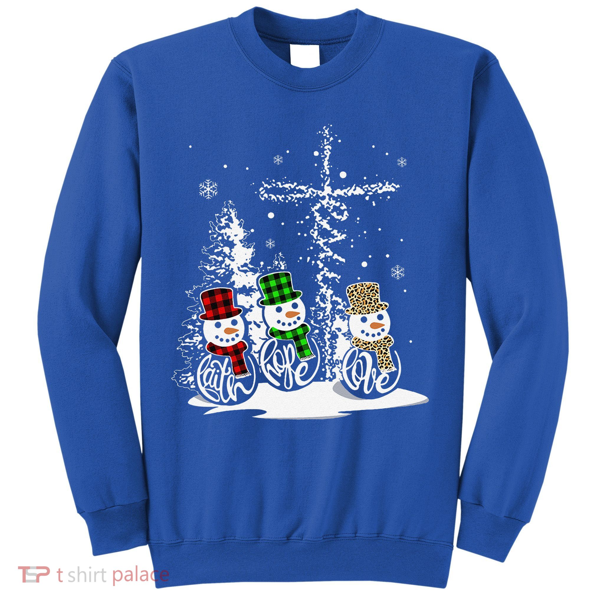 Christmas Jesus Faith Hope Love Snowman Christian Xmas Funny Sweatshirt