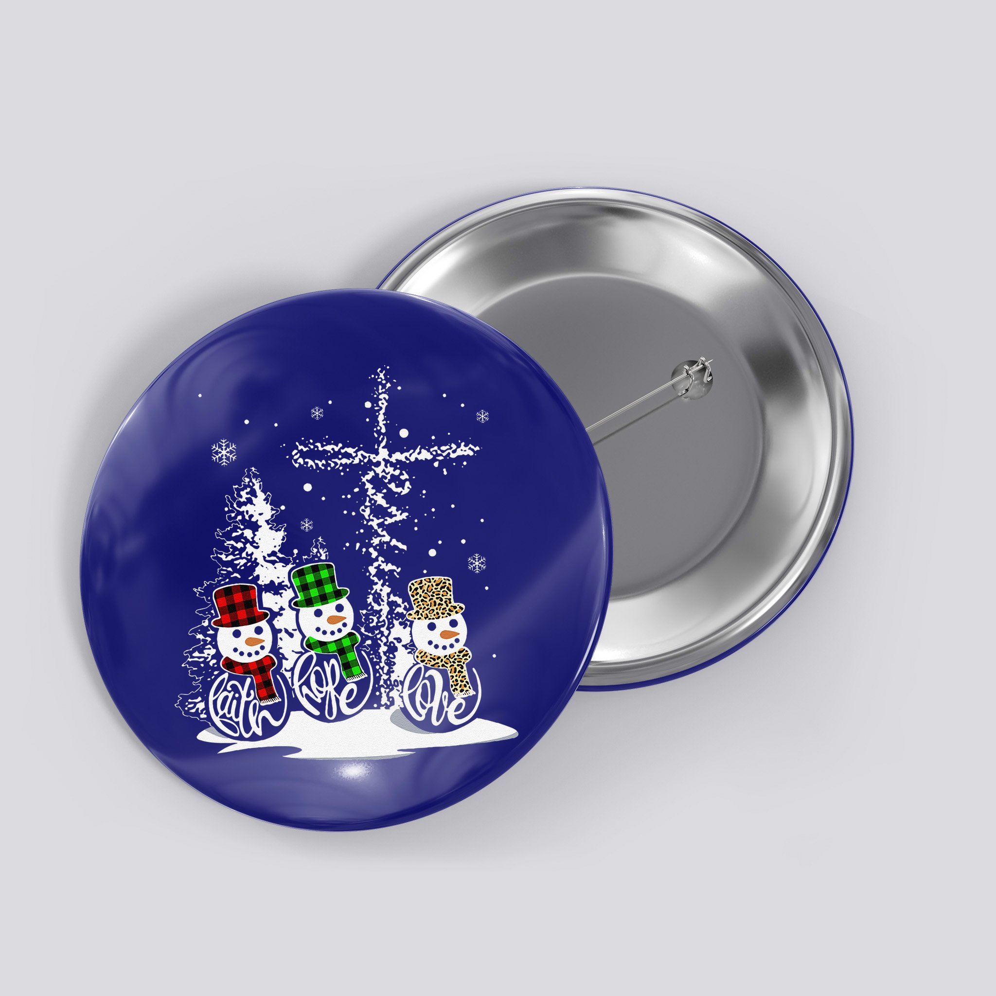 Christmas Jesus Faith Hope Love Snowman Christian Xmas Funny Button