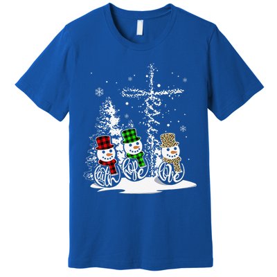 Christmas Jesus Faith Hope Love Snowman Christian Xmas Funny Premium T-Shirt