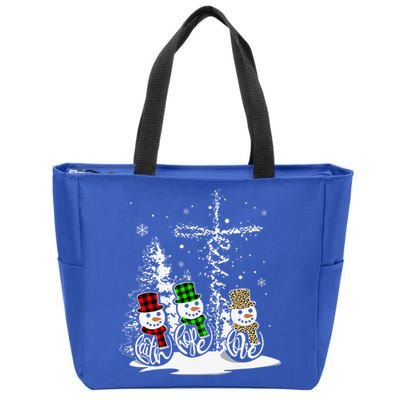 Christmas Jesus Faith Hope Love Snowman Christian Xmas Funny Zip Tote Bag