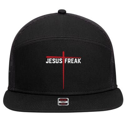 Christian Jesus Freak Red Cross 7 Panel Mesh Trucker Snapback Hat