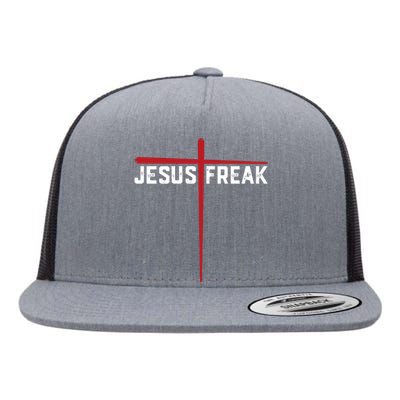 Christian Jesus Freak Red Cross Flat Bill Trucker Hat