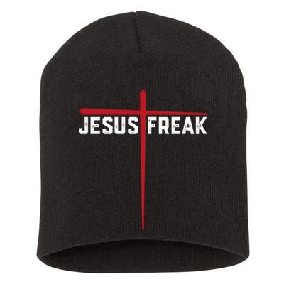 Christian Jesus Freak Red Cross Short Acrylic Beanie