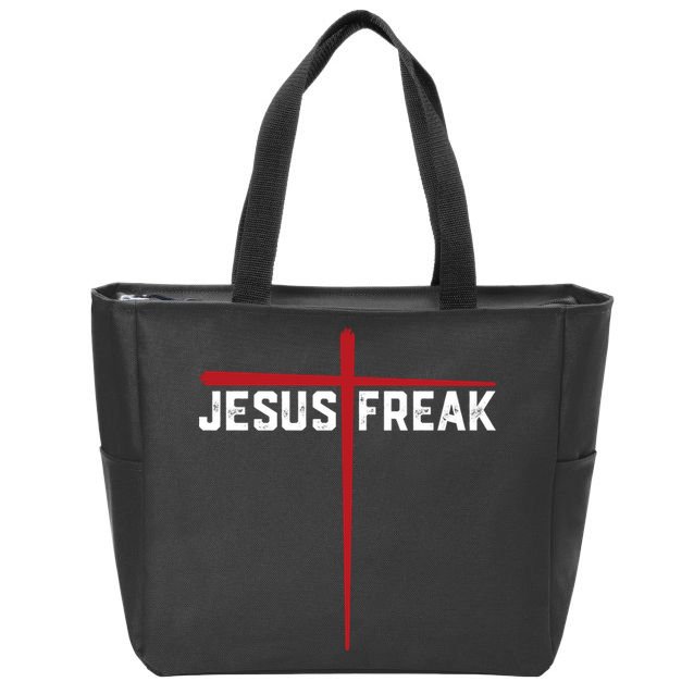 Christian Jesus Freak Red Cross Zip Tote Bag