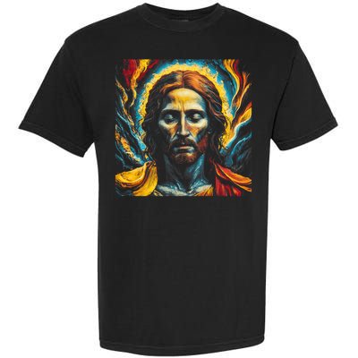 Christian Jesus Fire and Water Colorful Art  Garment-Dyed Heavyweight T-Shirt