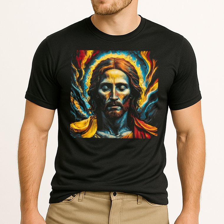 Christian Jesus Fire and Water Colorful Art  Cooling Performance Crew T-Shirt