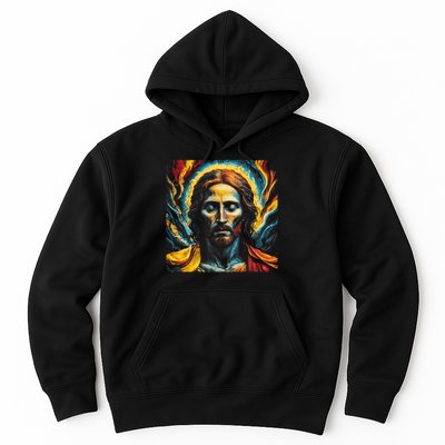 Christian Jesus Fire and Water Colorful Art  Hoodie