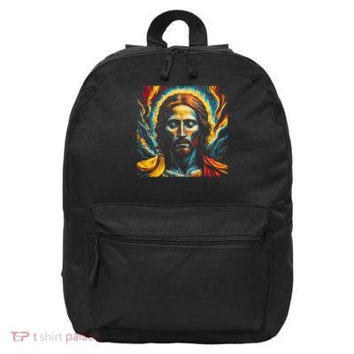 Christian Jesus Fire and Water Colorful Art  16 in Basic Backpack