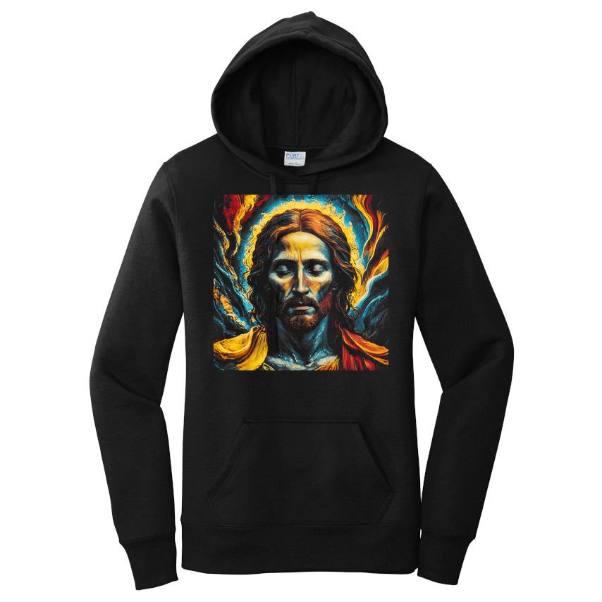Christian Jesus Fire and Water Colorful Art  Women's Pullover Hoodie