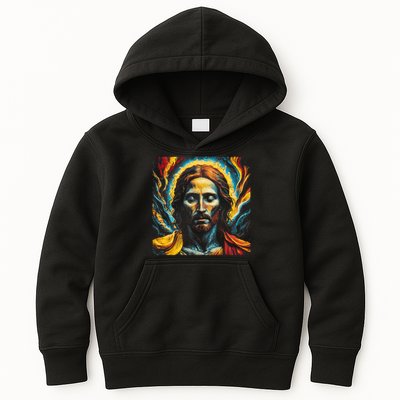 Christian Jesus Fire and Water Colorful Art  Kids Hoodie